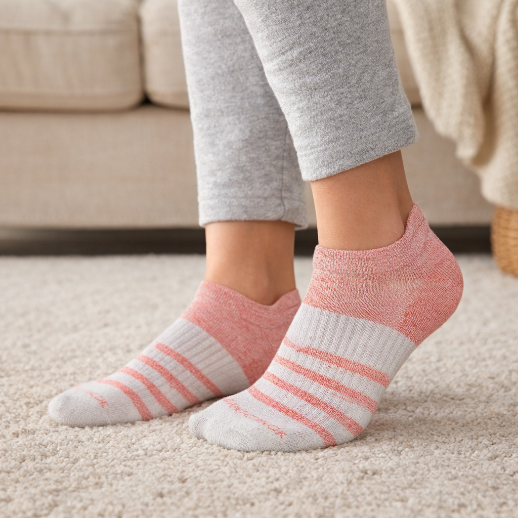 Ankle Compression Socks | Dr Motion Socks | Contrast Stripes (2 Pack)