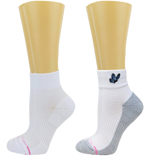 Dr. Motion Butterfly in Blue quarter compression socks women 2 pack