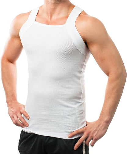 Square Cut G-unit Tank Top| Muscle Rib Basic Color A-Shirts | Men's