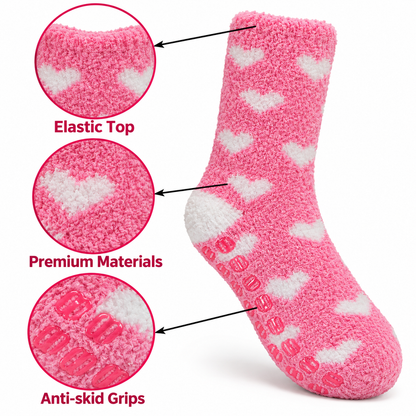 Non-Slip Hospital Slipper Socks for Women – Cozy Fuzzy Grip Socks (6 Pairs)