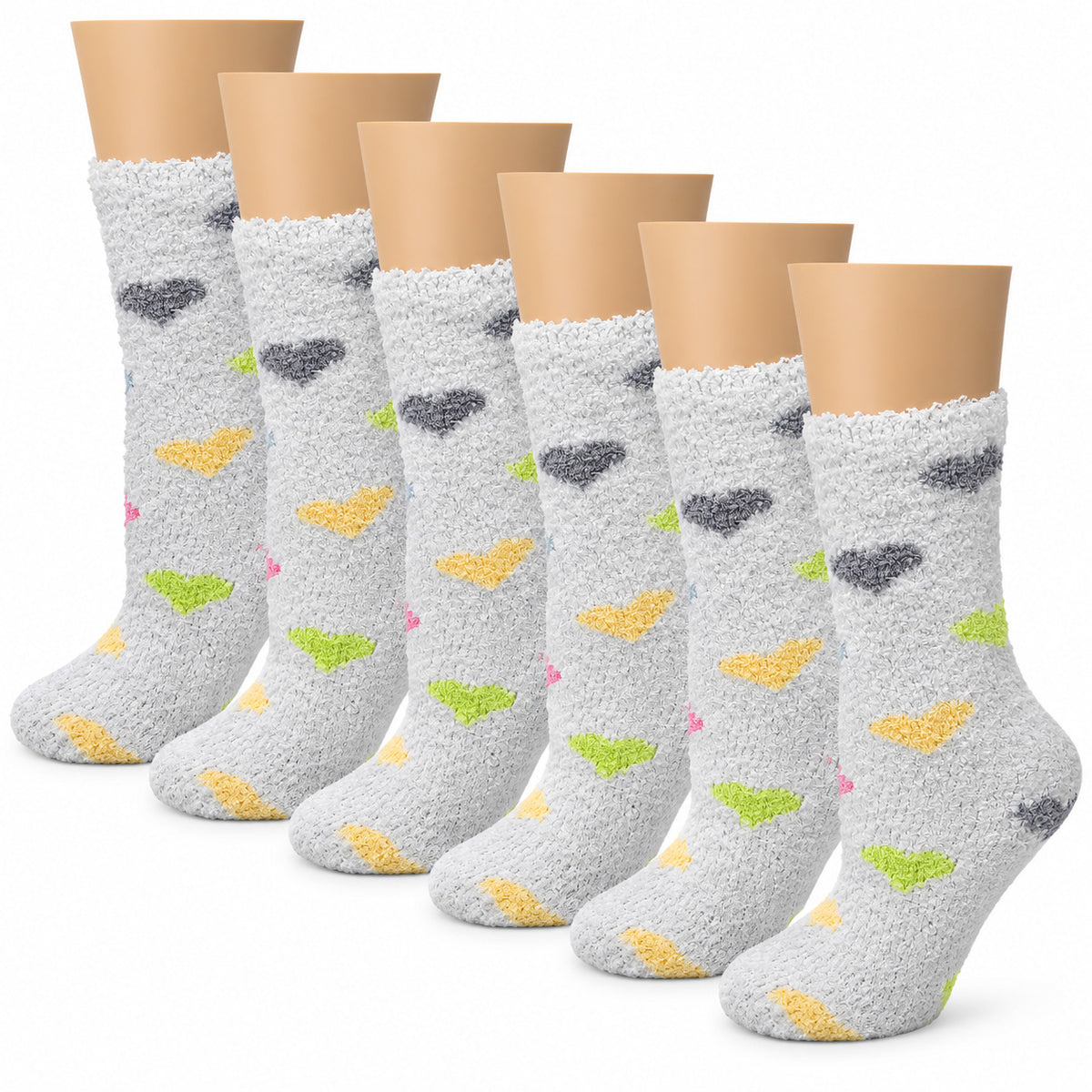 Non-Slip Hospital Slipper Socks for Women – Cozy Fuzzy Grip Socks (6 Pairs)