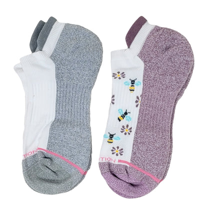 Ankle Compression Socks | Dr Motion Socks | Bees & Flowers (2 Pack)