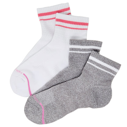 Quarter Compression Socks | Dr Motion Enhanced Cushion| Solid and Stripes (2 Pack)