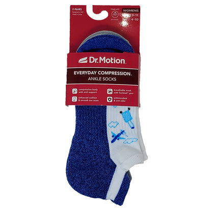 Ankle Compression Socks for women |Travel| Dr. Motion (2 Pack)