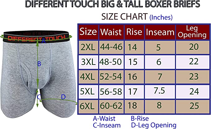  Different Touch Big And Tall Boxer Briefs Size Chart