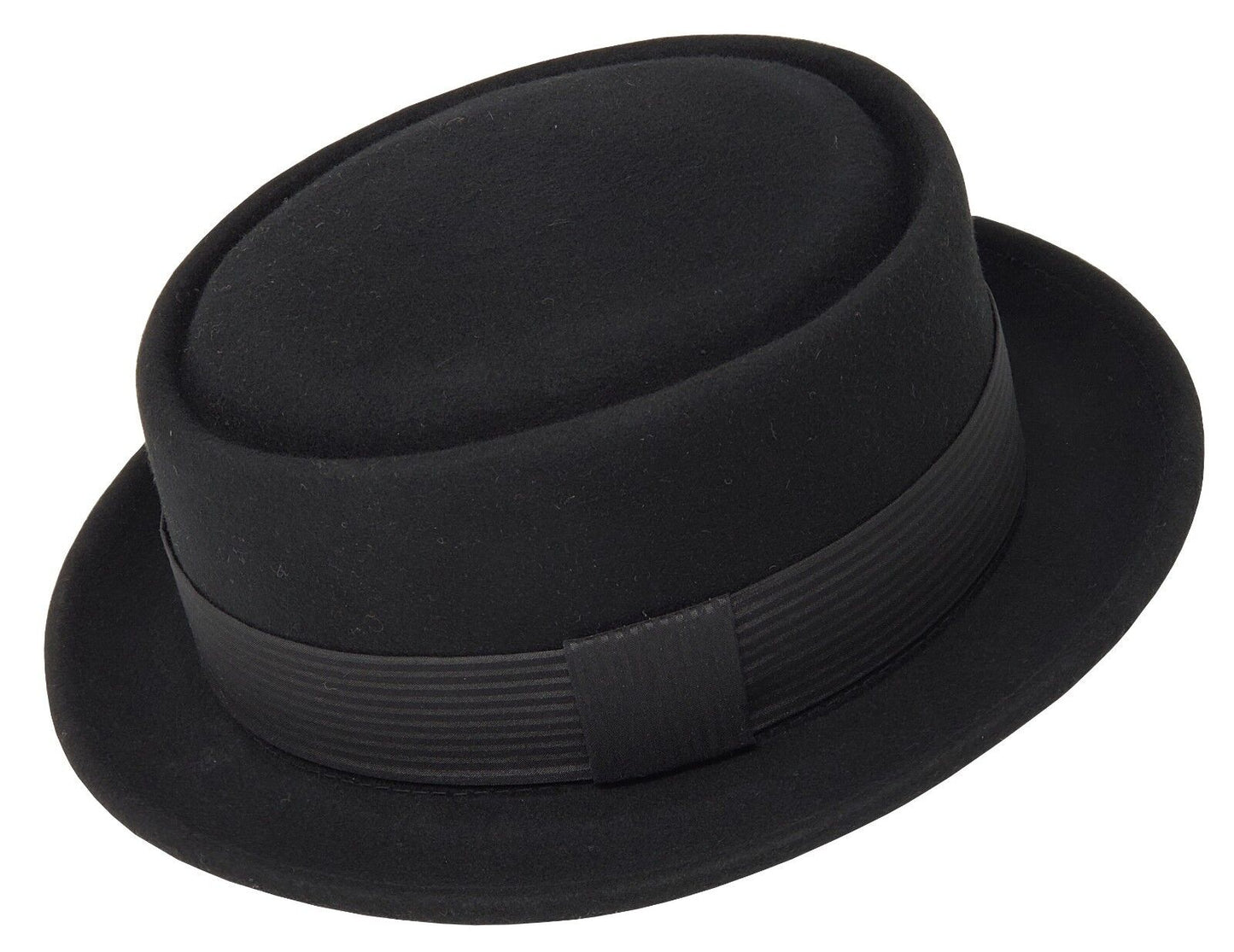 Pork Pie Fedora Hat – 100% Wool Felt | Short Brim | Robert Pattern Band | Men & Women