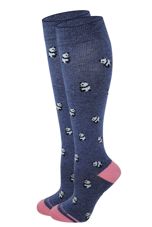 Dr. Motion women’s knee-high compression socks with panda print