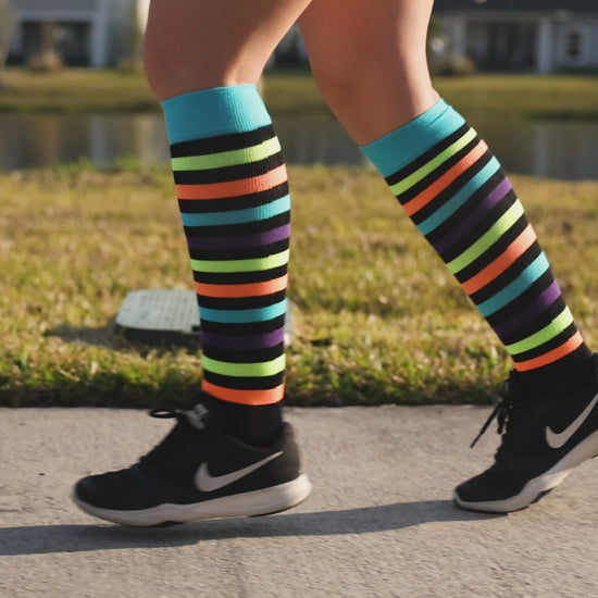 Women Spring Floral Design Compression Knee High Socks