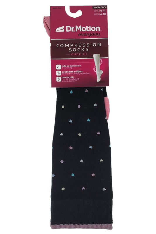 women knee high compression socks mini hearts design dr motion
